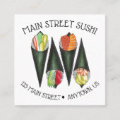 Temaki Sushi Hand Roll Japans restaurant voor voed Vierkante Visitekaartje (Voorkant)
