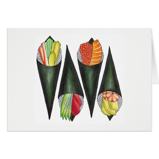 Temaki Sushi Hand Roll Rolls Japans voedsel (Voorkant Horizontaal)