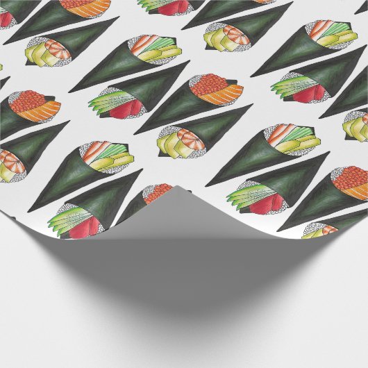 Temaki Sushi Hand Roll Rolls Japans voedsel Cadeaupapier (Hoek)