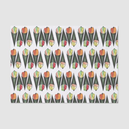 Temaki Sushi Hand Roll Rolls Japans voedsel Tissuepapier (Voorkant)