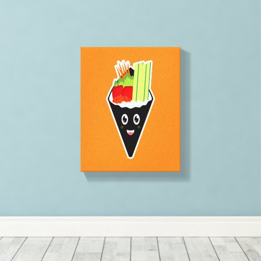 Temaki Sushi handrol Canvas Afdruk (Insitu (Houten vloer))