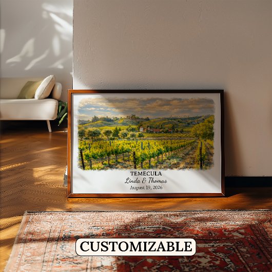 Temecula California Poster, Aquarel, Op Maat Poster