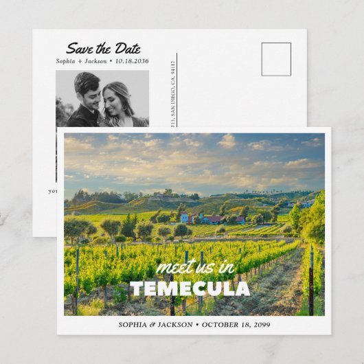 Temecula Trouwweekend Wijngaard Save the Date Briefkaart (Voorkant / Achterkant)