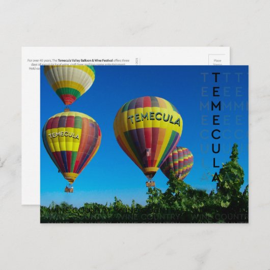 Temecula Wijnland Hete Luchtballon Briefkaart (Voorkant / Achterkant)