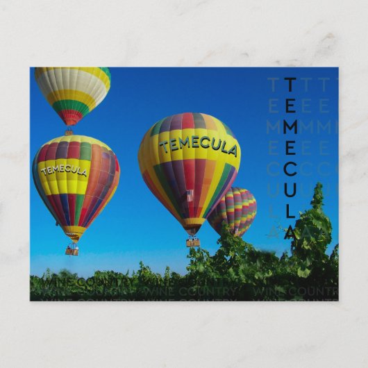Temecula Wijnland Hete Luchtballon Briefkaart (Voorkant)