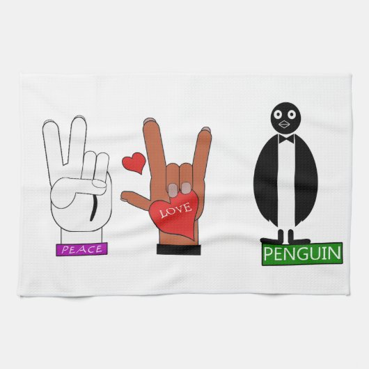 TEMP PEACE LOVE PENGUINES ASL THEEDOEK (Horizontaal)
