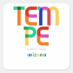 Tempe Arizona Mid Century, Pop Art, Vierkante Sticker