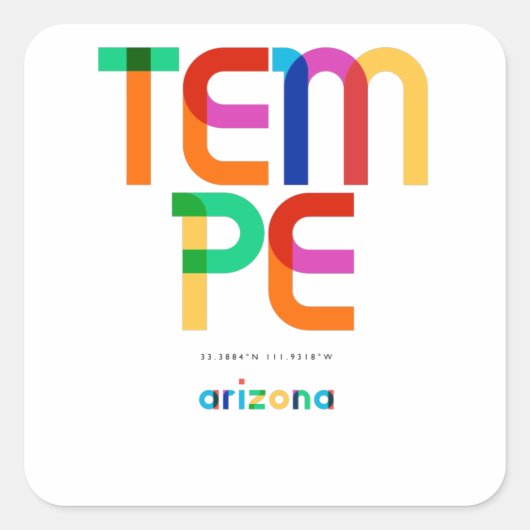 Tempe Arizona Mid Century, Pop Art, Vierkante Sticker (Voorkant)