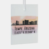 Tempe AZ City Skyline Latitude en Lengtegraad Glas Ornament (Voorkant Rechts)