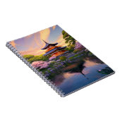 Tempel aan de oevers van een schilderachtig meer notitieboek (Rechterzijde)