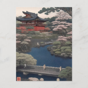 Tempel aan de rivier - Japan Briefkaart
