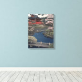 Tempel aan de rivier - Japan Canvas Afdruk (Insitu (Houten vloer))