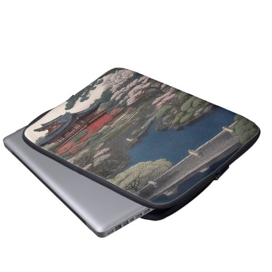 Tempel aan de rivier - Japan Laptop Sleeve (Voorkant onderkant)