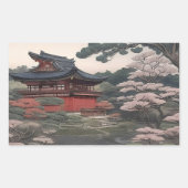 Tempel aan de rivier - Japan Rechthoekige Sticker (Voorkant)