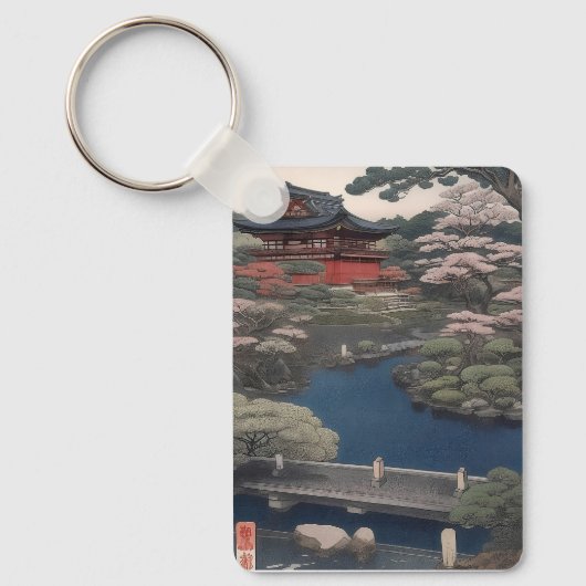 Tempel aan de rivier - Japan Sleutelhanger (Voorkant)