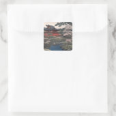 Tempel aan de rivier - Japan Vierkante Sticker (Tas)