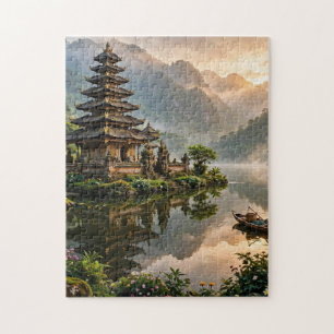 Tempel aan een bergmeer legpuzzel