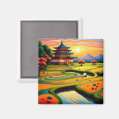 Tempel bij zonsondergang 2 magneet (Voorkant / Achterkant)