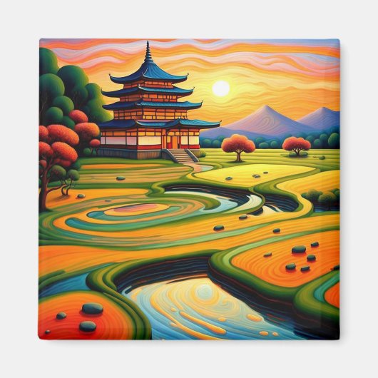 Tempel bij zonsondergang 2 magneet (Voorkant)