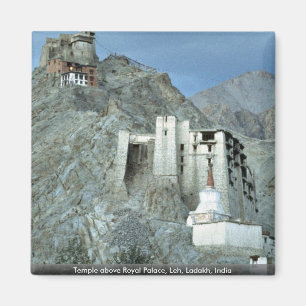 Tempel boven Koninklijk Paleis, Leh, Ladakh, India Magneet