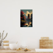 Tempel en Pagode bij het meer Poster (Keuken)