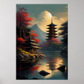 Tempel en Pagode bij het meer Poster (Voorkant)