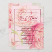 Tempel Huwelijk & Receptie Uitnodiging-pioenen Kaart (Voorkant / Achterkant)