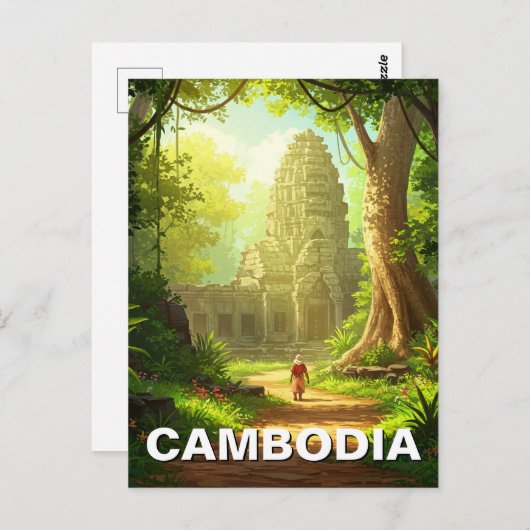 Tempel in Angkor Wat Cambodja Briefkaart (Voorkant / Achterkant)