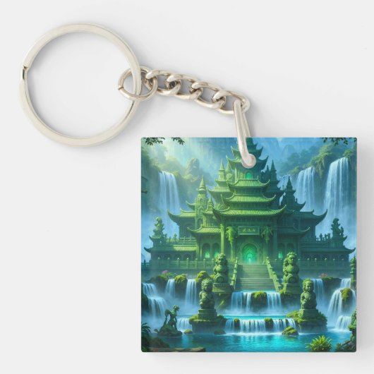 Tempel Kasteel van de Geheime Jade Troon Sleutelhanger (Voorkant)