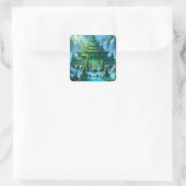 Tempel Kasteel van de Geheime Jade Troon Vierkante Sticker (Tas)