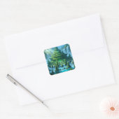 Tempel Kasteel van de Geheime Jade Troon Vierkante Sticker (Envelop)