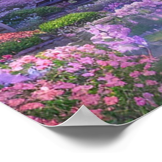 Tempel omringd door Sakura Trees Poster (Hoek)