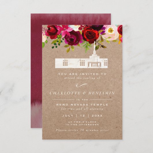 TEMPEL SEALING KAART | Reno Nevada tempel bruiloft (Voorkant / Achterkant)