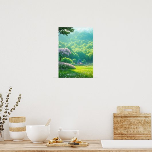 Tempel tussen de bomen poster (Keuken)