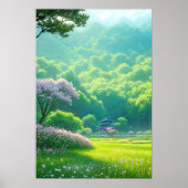 Tempel tussen de bomen poster (Voorkant)