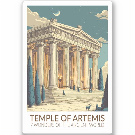 Tempel van Artemis Zeven Wereldwonderen Kunst Sticker (Voorkant)