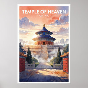 Tempel van de Hemel China Vintage Reizen Poster