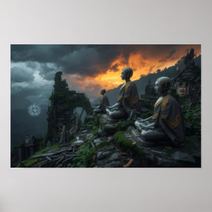 Tempel van de Laatste AI-monniken: Futuristische S Poster