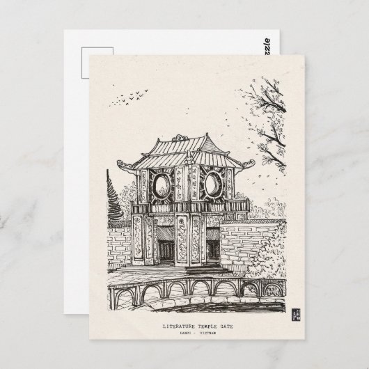 Tempel van de Literatuur Gate Hanoi Vietnam Pen In Briefkaart (Voorkant / Achterkant)