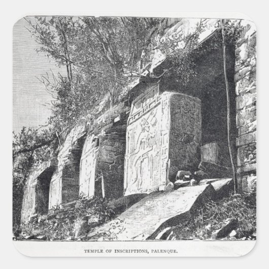 Tempel van de opschriften, Palenque Vierkante Sticker (Voorkant)