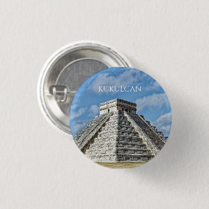 Tempel van Kukulcán, piramide, Chichen Itza, Mexic Ronde Button 3,2 Cm
