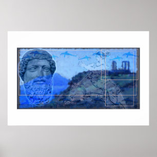 tempel van Poiseidon in Sounio Poster