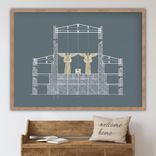 Tempel van Salomo Blauw, Heilige der Heiligen, Mt  Poster