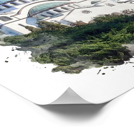 Tempel van Sint-Sava Servië Aquarel Kunst Poster (Hoek)