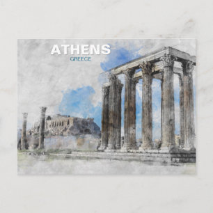 Tempel van Zeus Athene – Vintage Griekenland Reis  Briefkaart