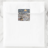 Tempelberg en Rotskoepel Vierkante Sticker (Tas)