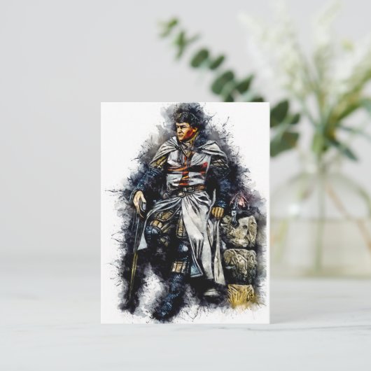 Tempelier Ridder / De kruisvaarder / Waterverf Kun Briefkaart (Staand voorkant)
