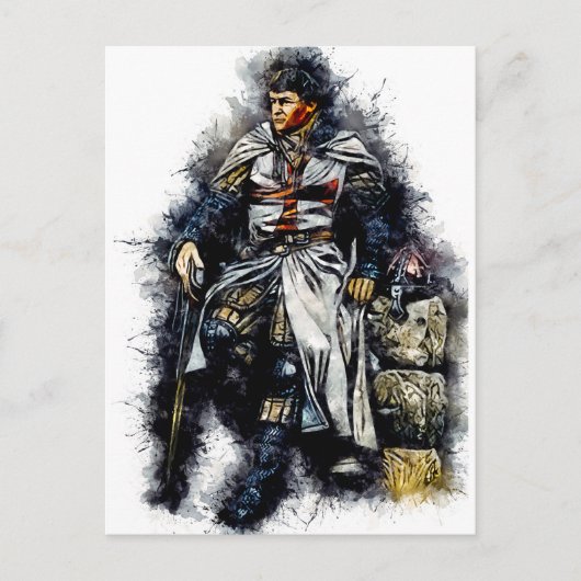 Tempelier Ridder / De kruisvaarder / Waterverf Kun Briefkaart (Voorkant)