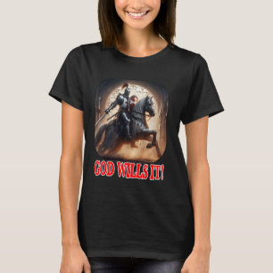 Tempelier Ridder God wil het op Paard Kruisvaarder T-shirt