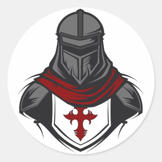 Tempelier Ridder Hoofd Portret Dragen Armor Ronde Sticker (Voorkant)